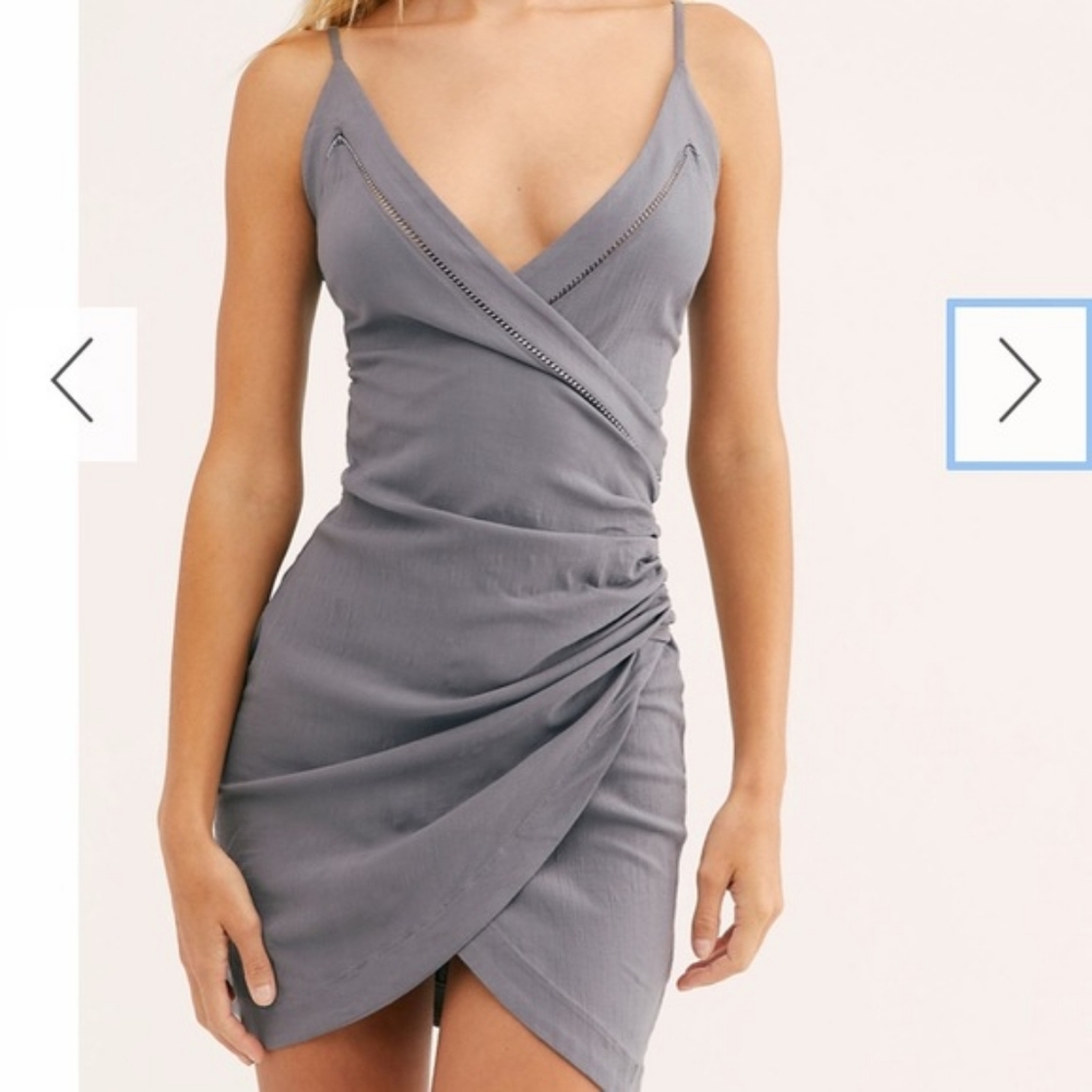 Free People Dylan Mini Slip Dress Grey XS